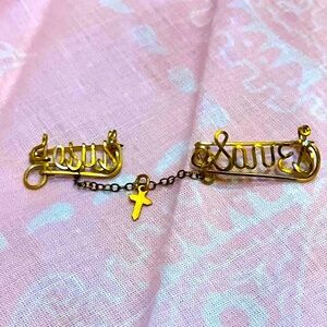 Vintage Jesus Saves Hand Made Collar Brooch